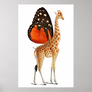 Butterfly winged giraffe  poster