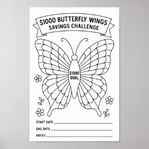 Butterfly Wings Savings Challenge Tracker Poster