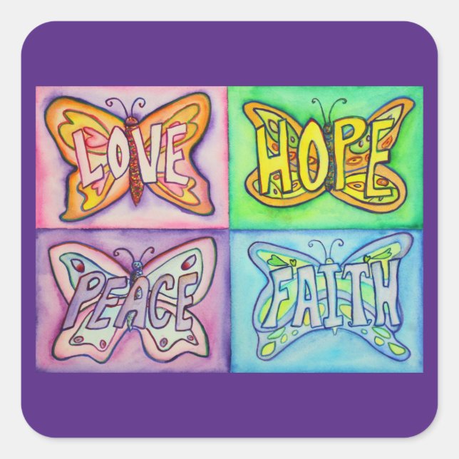 Butterfly Wings Word Art Custom Sticker Decals (Front)