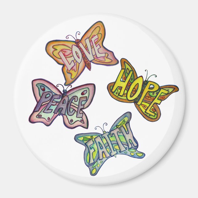 Butterfly Wings Word Art Gift Fridge Magnets (Front)