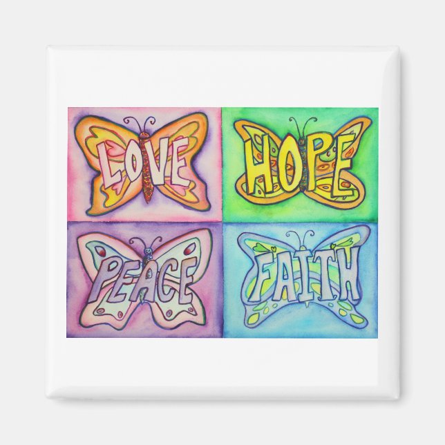 Butterfly Wings Word Art Inspiration Fridge Magnet (Front)