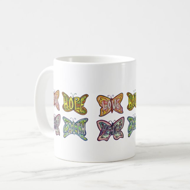 Butterfly Wings Word Art Inspirational Coffee Mug  (Front Left)