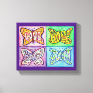 Butterfly Wings Word Art Wrapped Canvas Painting