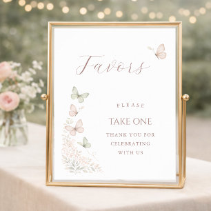 Butterfly Wishes Baby Kisses Shower Favours Poster