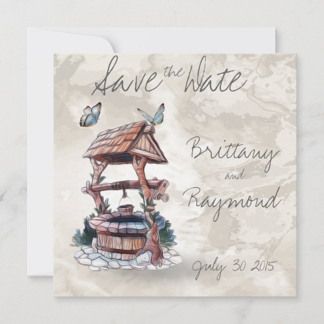 BUTTERFLY WISHING WELL SAVE THE DATE INVITATION (Front)