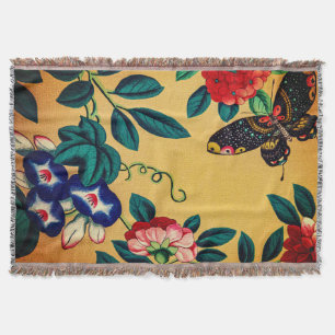 Butterfly with a bush woven jacquard blanket
