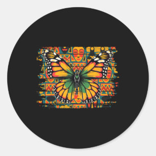 Butterfly With African Tril Patterns Black History Classic Round Sticker