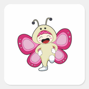 Butterfly with Costume Square Sticker