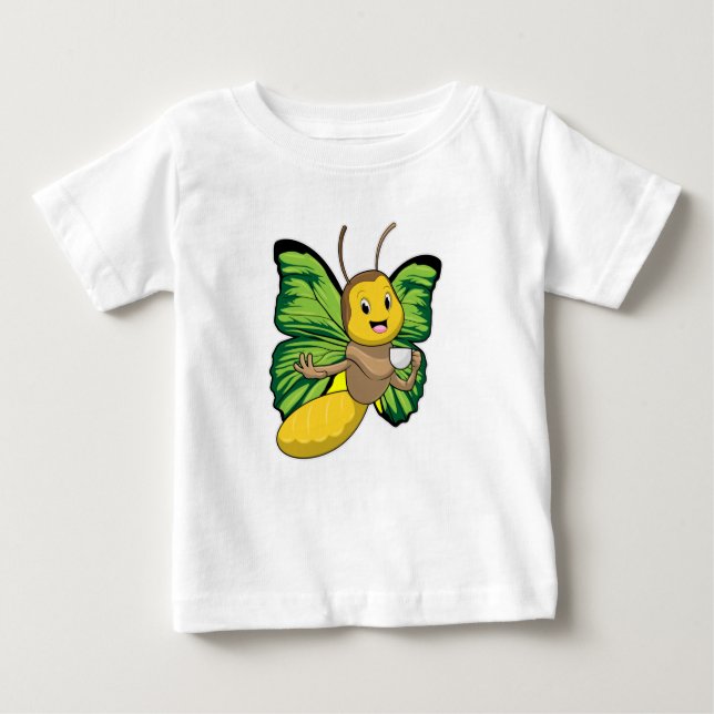 Butterfly with Cup of Coffee Baby T-Shirt (Front)