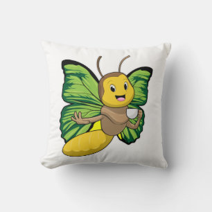 Butterfly with Cup of Coffee Cushion