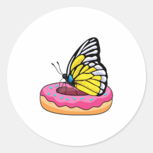Butterfly with Donut Classic Round Sticker