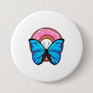Butterfly with Doughnut 7.5 Cm Round Badge
