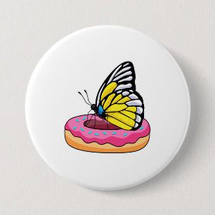 Butterfly with Doughnut 7.5 Cm Round Badge