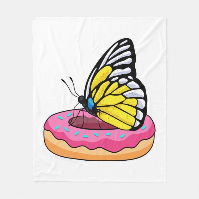 Butterfly with Doughnut Fleece Blanket (Front)