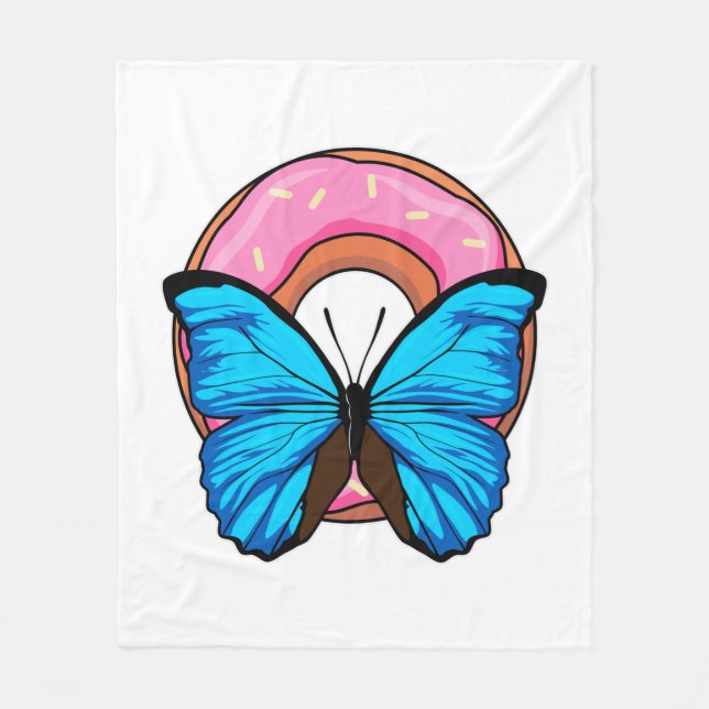 Butterfly with Doughnut Fleece Blanket (Front)