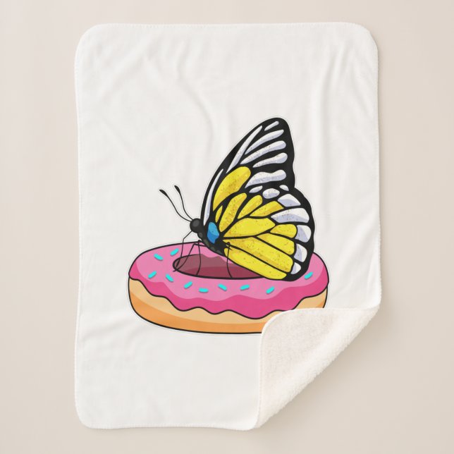 Butterfly with Doughnut Sherpa Blanket (Front)