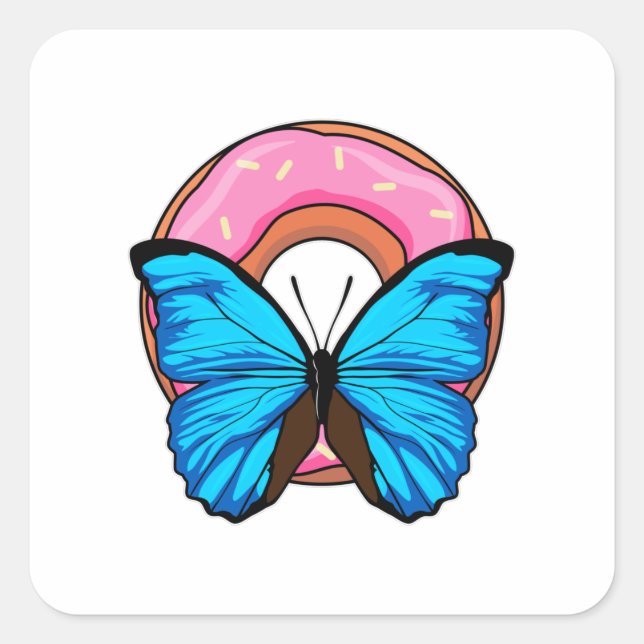 Butterfly with Doughnut Square Sticker (Front)