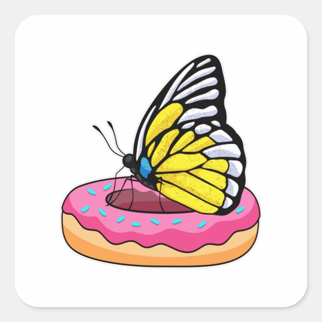 Butterfly with Doughnut Square Sticker (Front)