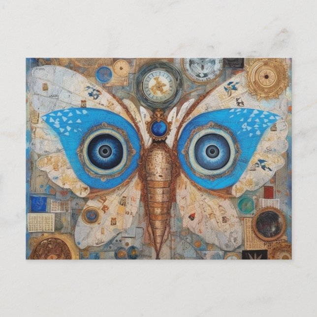 Butterfly with Eyeballs Collage Postcard (Front)