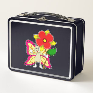 Butterfly with Flower Metal Lunch Box