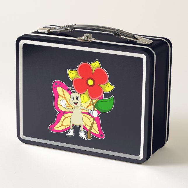 Butterfly with Flower Metal Lunch Box (Front)