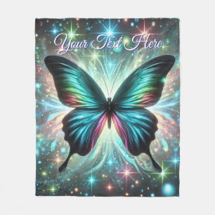 Butterfly with Galactic Glow and Sparkling Stars Fleece Blanket