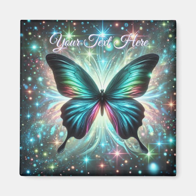 Butterfly with Galactic Glow and Sparkling Stars Magnet (Front)