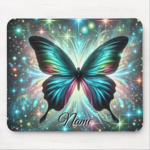 Butterfly with Galactic Glow and Sparkling Stars Mouse Pad