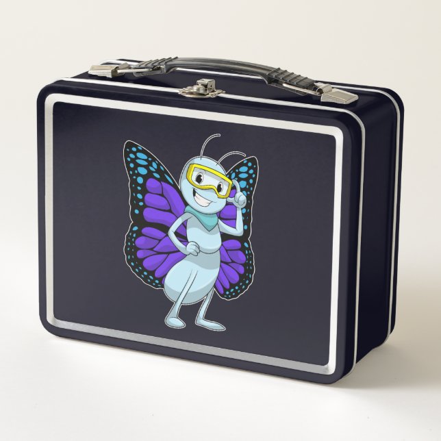 Butterfly with Goggles Metal Lunch Box (Front)