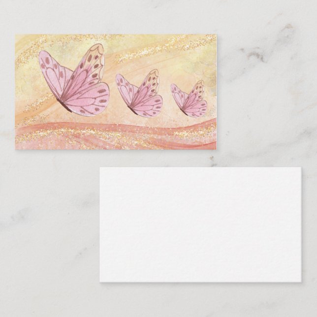 Butterfly with Golden Glitter Business Card (Front/Back)