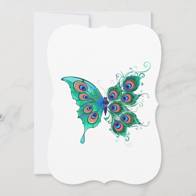 Butterfly with Green Peacock Feathers (Front)