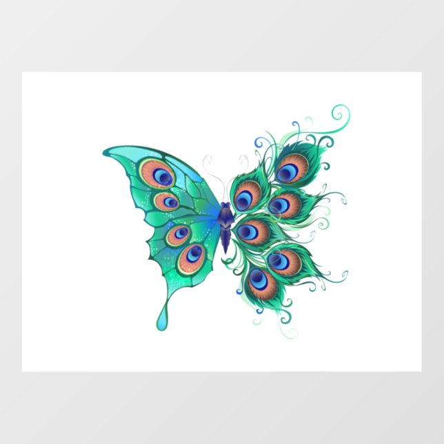 Butterfly with Green Peacock Feathers (Sheet)