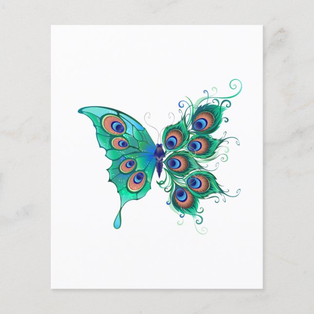 Butterfly with Green Peacock Feathers (Front)