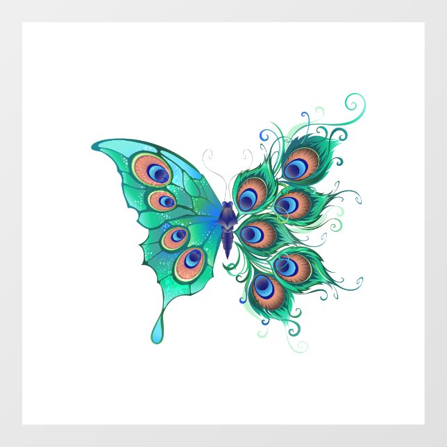 Butterfly with Green Peacock Feathers (Sheet)