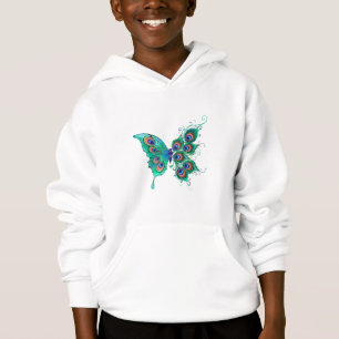 Butterfly with Green Peacock Feathers