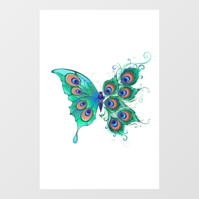 Butterfly with Green Peacock Feathers (Sheet)