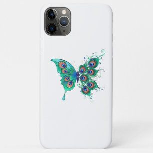 Butterfly with Green Peacock Feathers iPhone 11 Pro Max Case