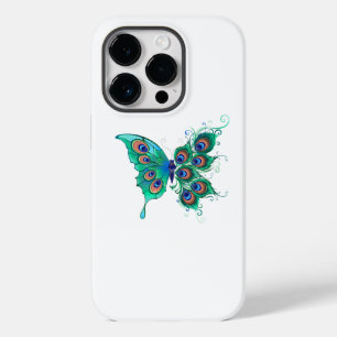 Butterfly with Green Peacock Feathers Case-Mate iPhone 14 Pro Case