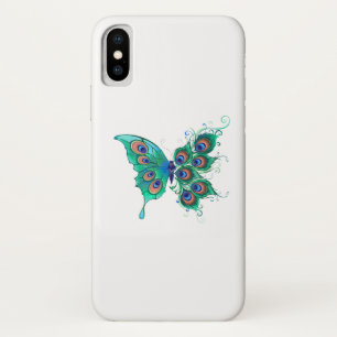 Butterfly with Green Peacock Feathers iPhone X Case