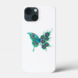 Butterfly with Green Peacock Feathers iPhone 13 Mini Case