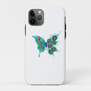 Butterfly with Green Peacock Feathers iPhone 11 Pro Case
