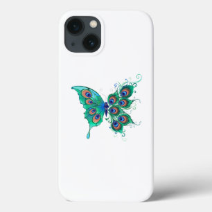Butterfly with Green Peacock Feathers iPhone 13 Case