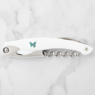 Butterfly with Green Peacock Feathers Corkscrew