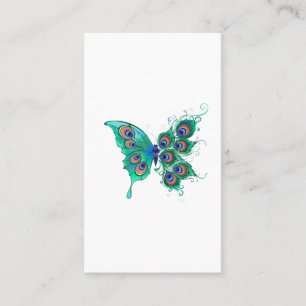 Butterfly with Green Peacock Feathers Discount Card