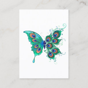 Butterfly with Green Peacock Feathers Discount Card
