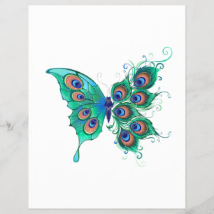 Butterfly with Green Peacock Feathers Flyer