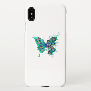 Butterfly with Green Peacock Feathers iPhone Case