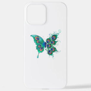 Butterfly with Green Peacock Feathers iPhone 12 Pro Max Case