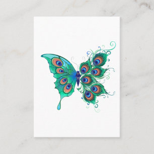 Butterfly with Green Peacock Feathers Loyalty Card
