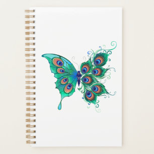 Butterfly with Green Peacock Feathers Planner